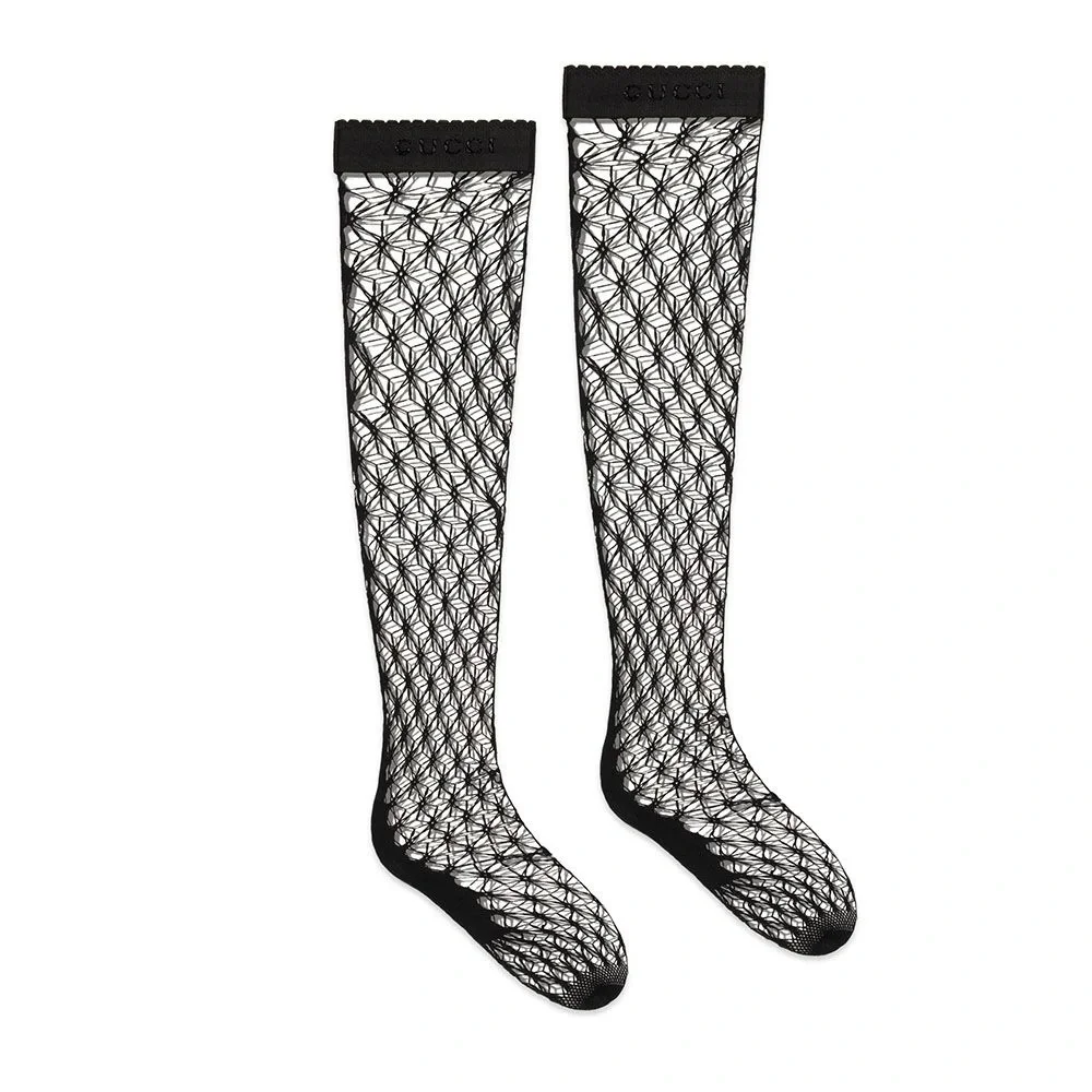 Gucci Diamond Motif Logo Knit Pantyhose Stockings Hosiery Socks